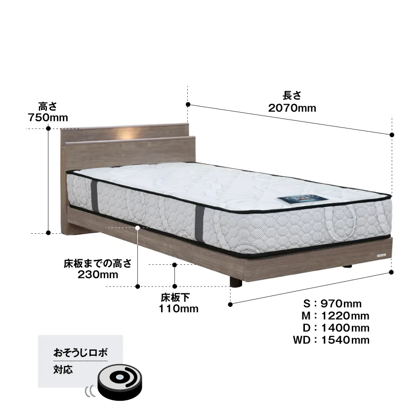 東京ベッド 95周年記念 ベッドフレーム LED照明 コンセント付 USB