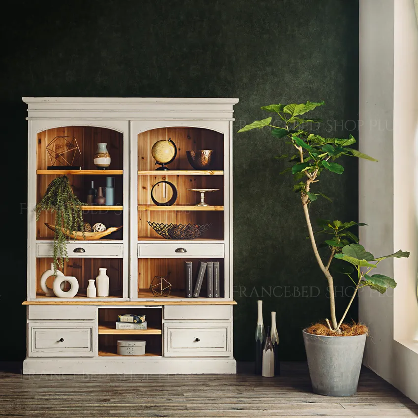 アンティーク調 フレンチカントリーシェルフ 棚 収納棚 本棚 シャビー