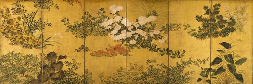 四季草花図屏風 | 伝 俵屋宗雪 | 収蔵品詳細 | 作品を知る | 東京富士