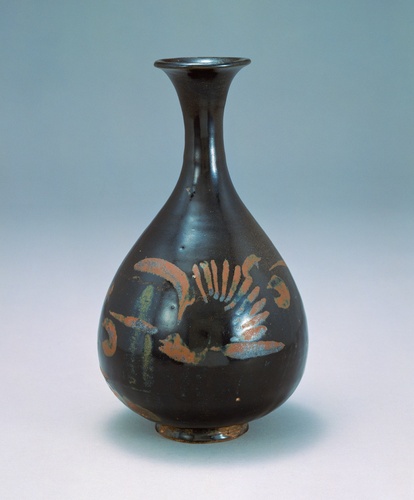 中国磁州窯黒釉壺花入C6888