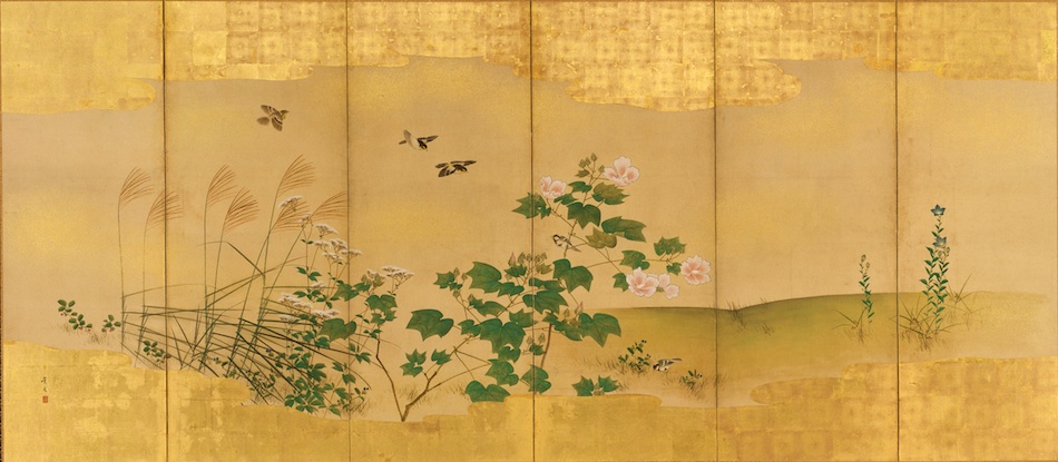 草花小禽図屏風 | 松村景文 | 収蔵品詳細 | 作品を知る | 東京富士