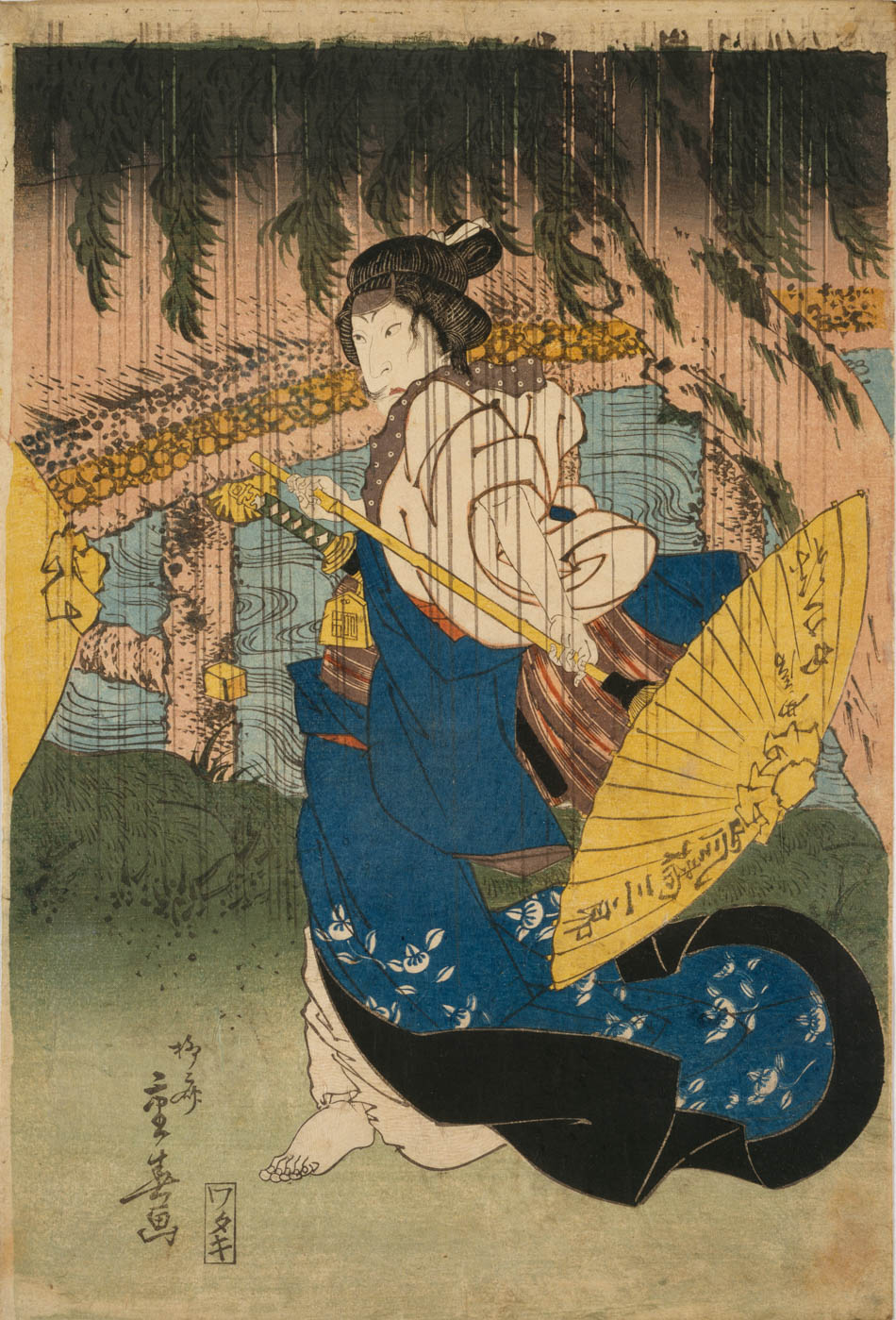 嵐橘三郎の女房かさね、二代目沢村国太郎のお竹 | 柳斎重春 | 収蔵品