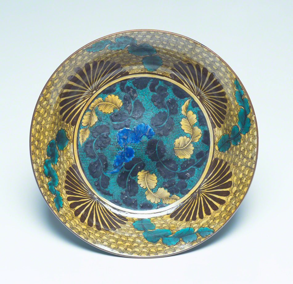戦前期MEITO 手描き 豪奢な装飾絵皿 金彩xコバルトブルー 里帰り【稀少