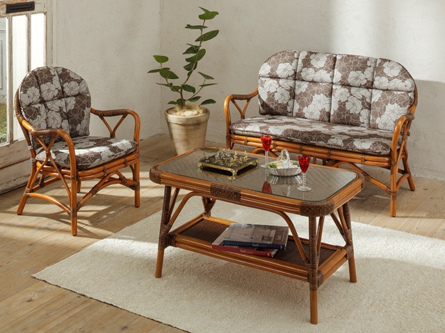 ラタン “ラパルフェ センターテーブル0474” 匠の技が美しいカザマ製