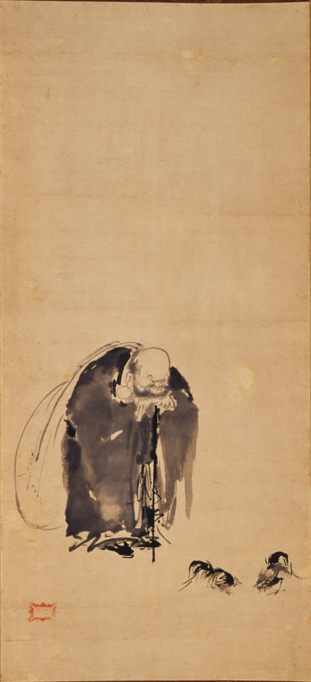 布袋見闘鶏図(重要美術品) | 福岡市美術館