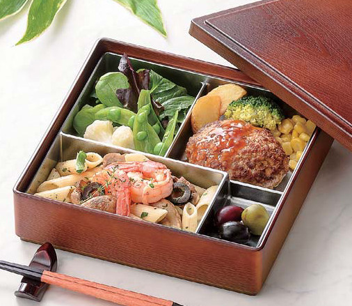 幕の内弁当箱 6.5寸 角木目松花堂 ブラウンの通販サイト-フクジネット