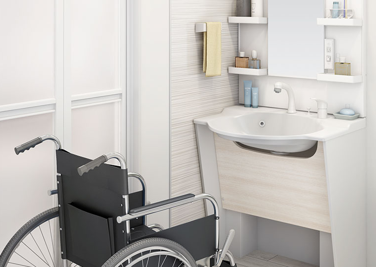 車椅子対応 ライフサポート洗面化粧台|福山市周辺でリフォームするなら