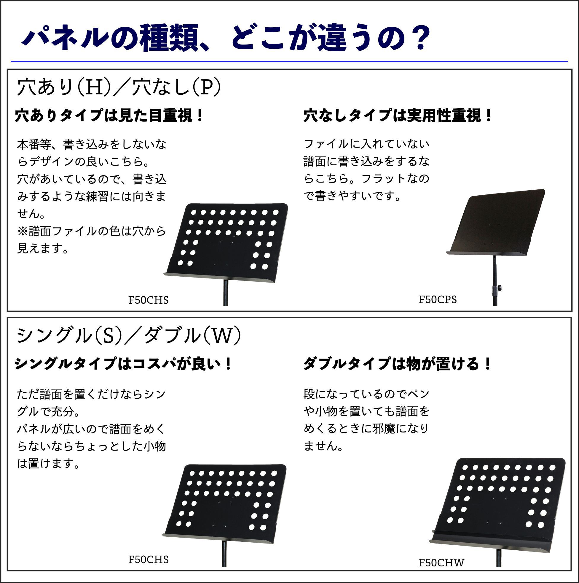 アルミ製パネル譜面台 F50CPW｜【公式】譜面台専門メーカーコスモM・S