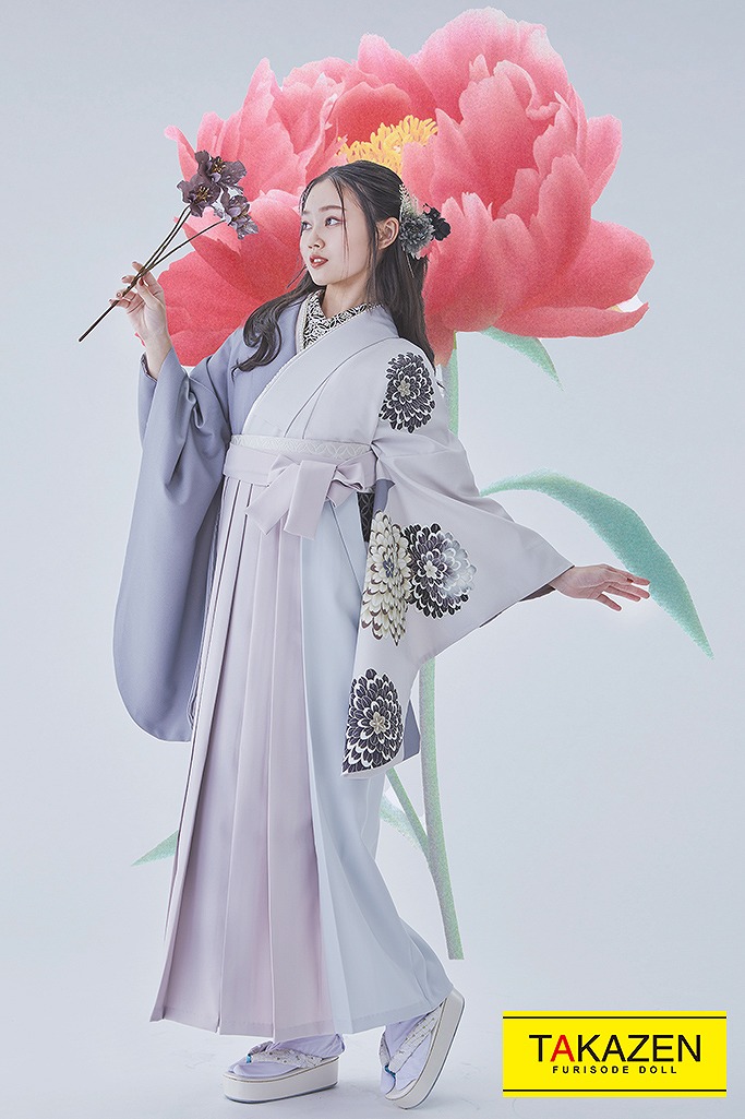 ヴィンテージスタイル 薄紫/ラベンダー バイカラー 片身変わり 淡色