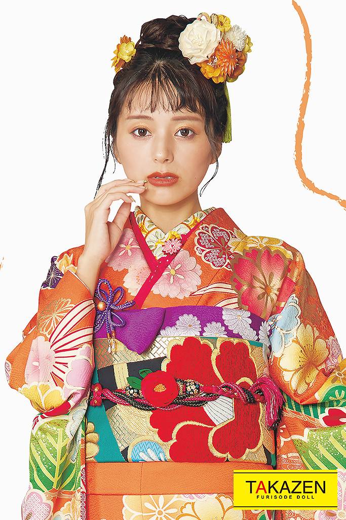 レトロポップ ビタミンカラー/オレンジ/グリーン(黄緑) 桜柄 かわいい