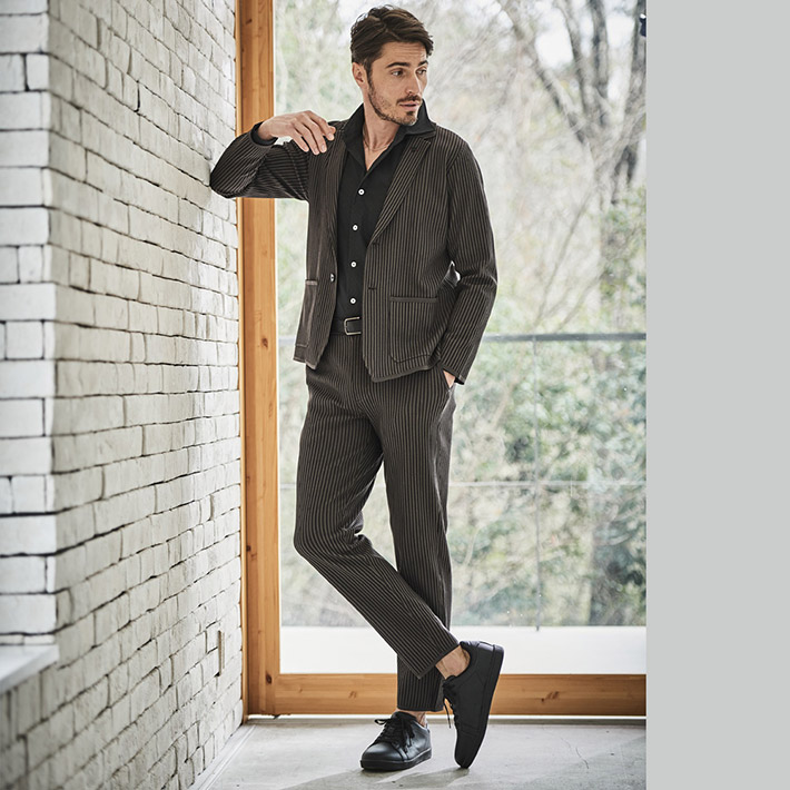 会員様限定SALE在庫限り]G-ZERO ストライプ サマーニット パンツ 軽量