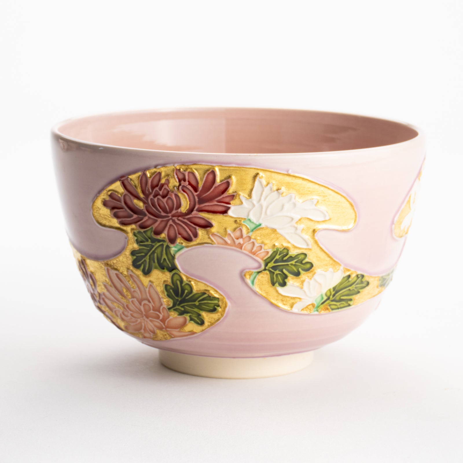 京都 清水焼】抹茶碗 桃交趾 四季草花 山本一如｜コトポッター