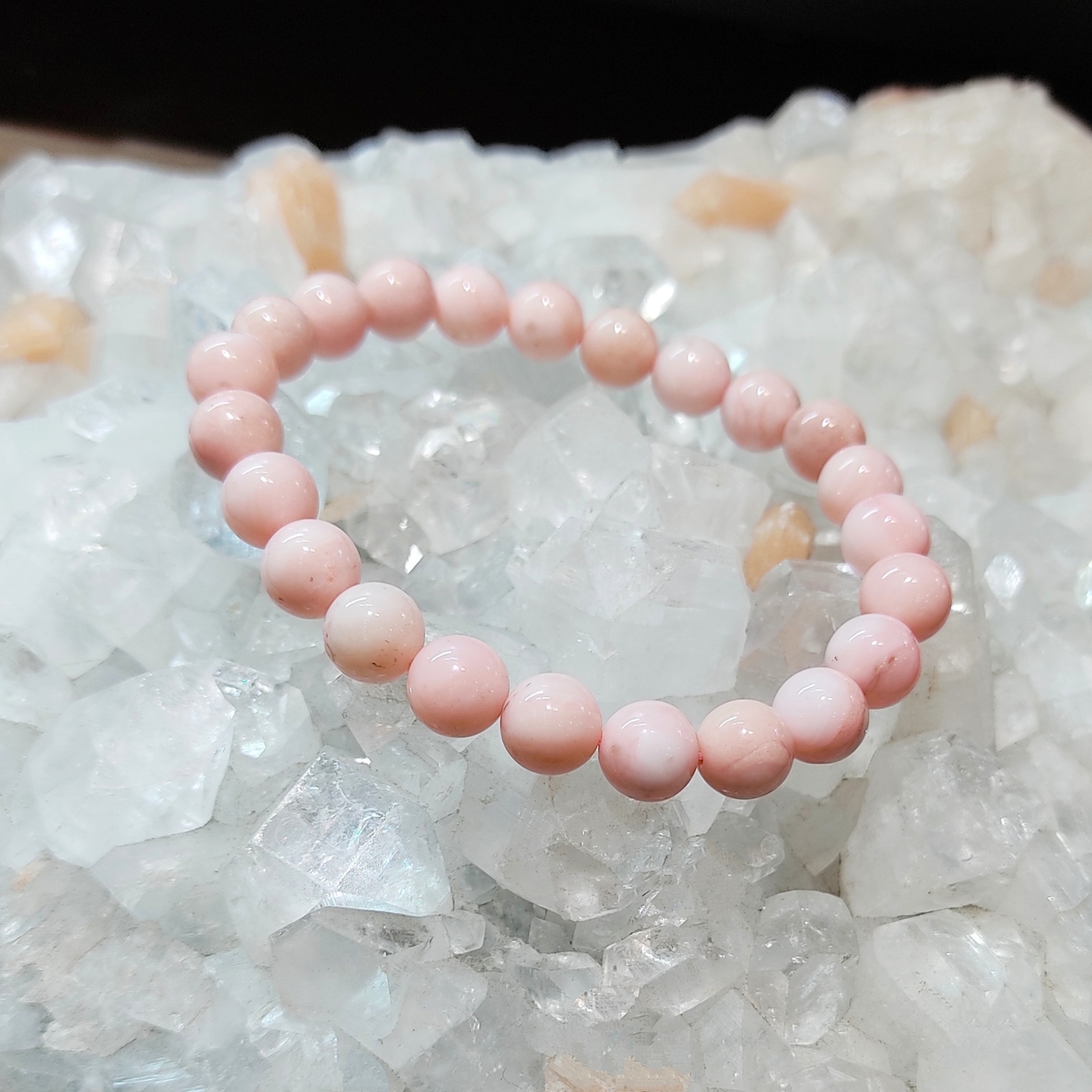 ☆送料無料☆ 優しいミルキーピンク！ピンクオパール8.5mmブレスレット