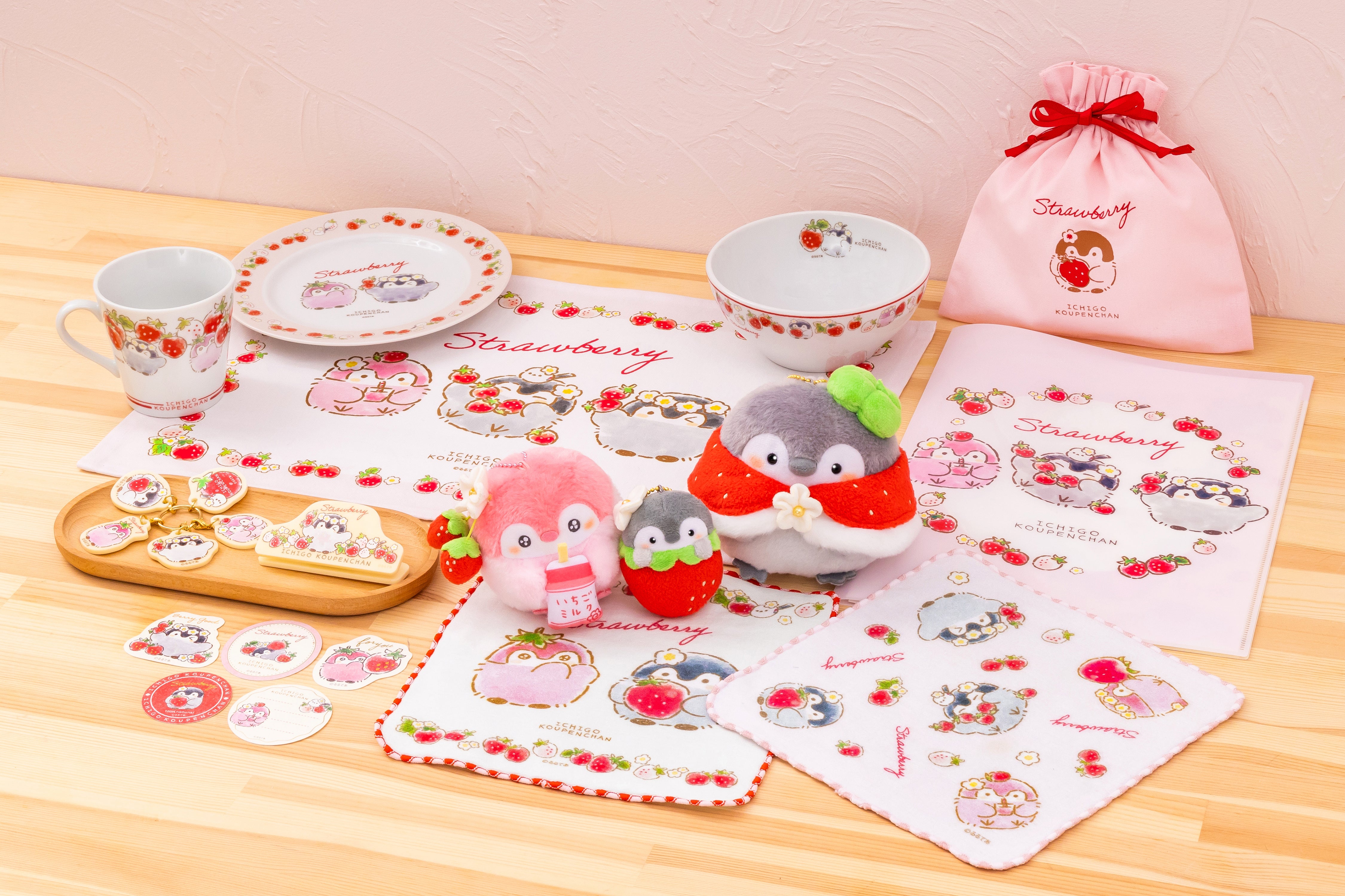 コウペンちゃん いちごなガーゼタオルハンカチ（ホワイト） – コウペン