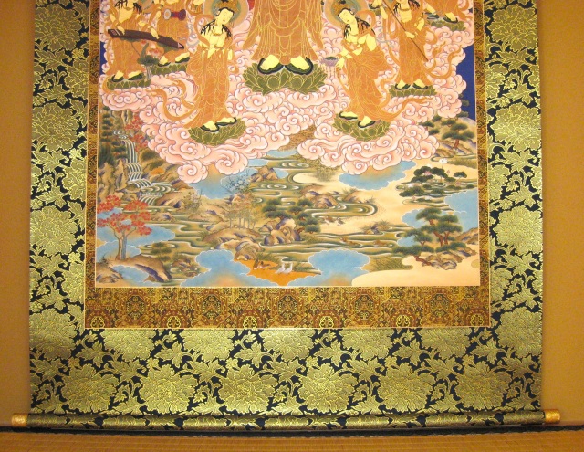 掛け軸 阿弥陀三尊廿五菩薩来迎図◇山越春紀 (真筆・新品)