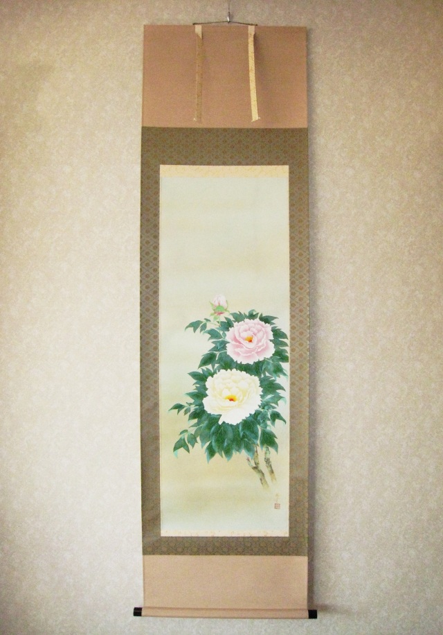 掛け軸 牡丹（ぼたん）◇稲垣雅彦（真作・新品）