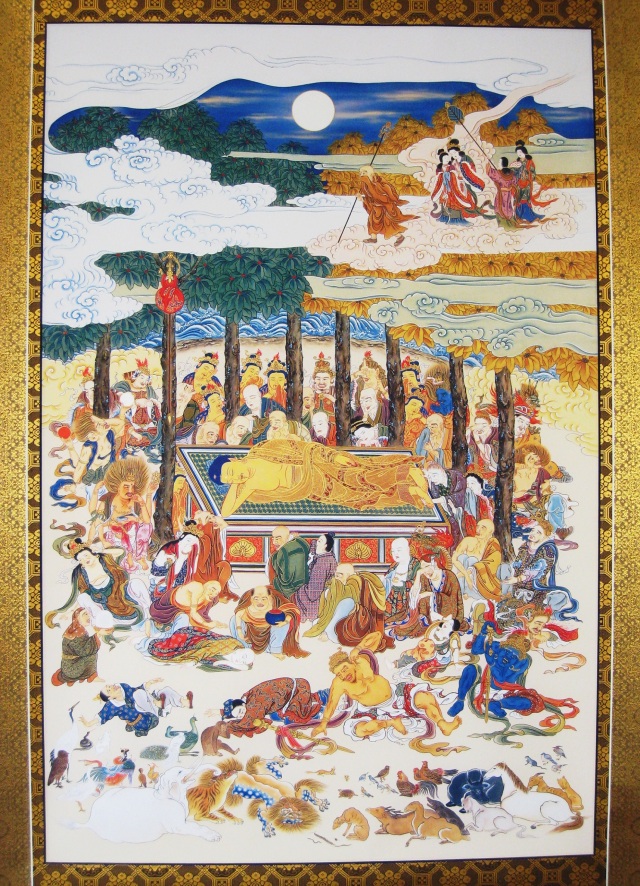 掛け軸 釈迦涅槃之図◇工芸作品（新品）