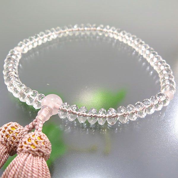 女性用数珠 水晶 切子 平玉 紅石英仕立て 灰桜房の通販 - お香専門店香源