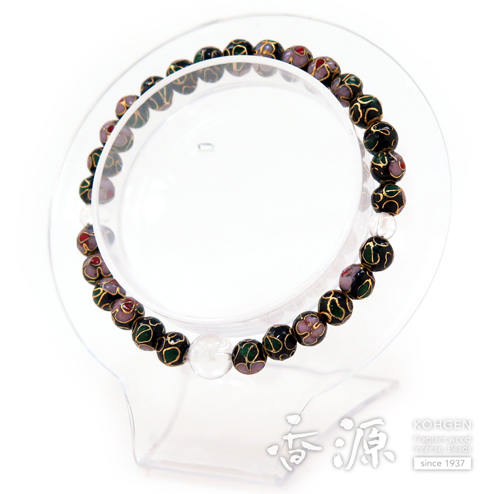 黒七宝焼 5mm玉 ブレスレット 水晶仕立ての通販 - お香専門店香源