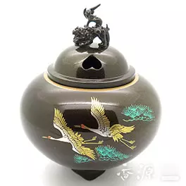 高岡銅器 香炉 平丸獅子蓋香炉 双鶴 蒔絵の通販 - お香専門店香源