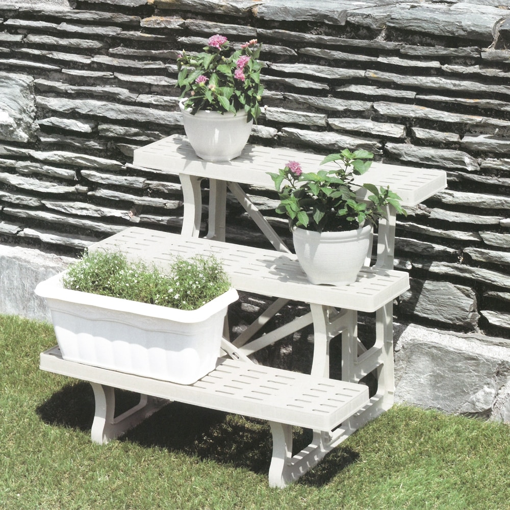 PC フラワースタンド 3段 アイボリー 外寸約幅600X奥行455X高さ