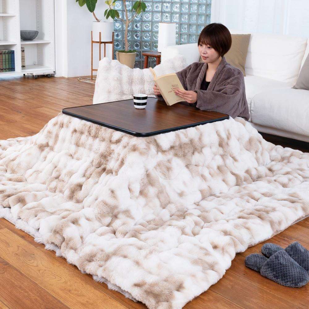 LIFELEX Wウォームボリュームこたつ掛けふとん ラビットファータッチ