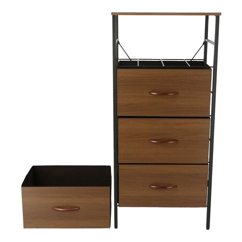 LIFELEX 木目調チェスト4段 DBR／BK 4530－98 ダーク