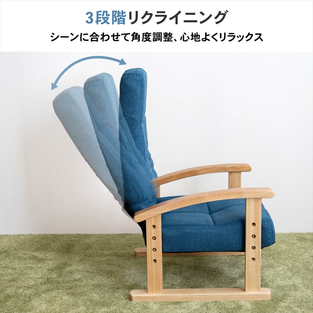 LIFELEX 楽に座れる低床座椅子 リクライニング ネイビー: 家具