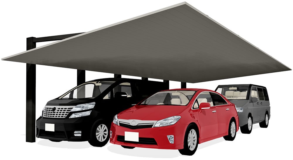 カーポートSC 片支持 2台用 縦連棟」の価格｜リクシル物販【コウケン