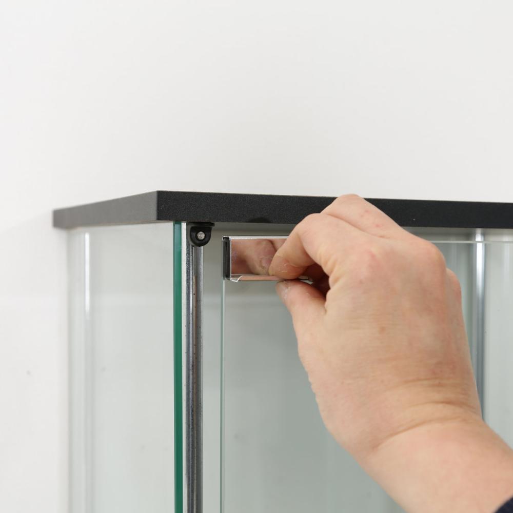 不二貿易 ガラスコレクションケース4段 ブラウン 全面ガラス 金属支柱