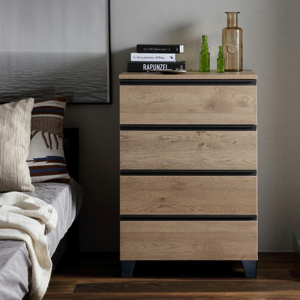 アイリスオーヤマ ウッドチェスト4段 脚付き アッシュブラウン