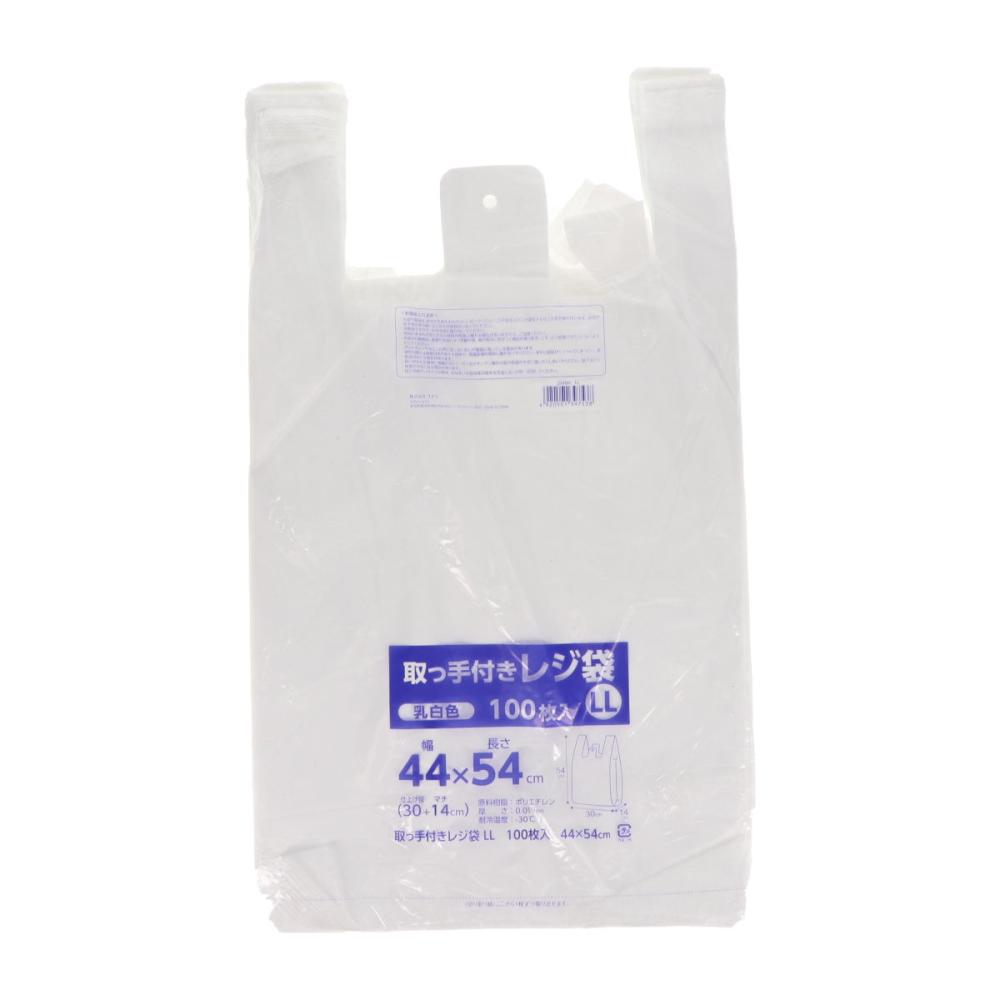 取っ手付きレジ袋 マチ付き 乳白色 M 100枚入り の通販