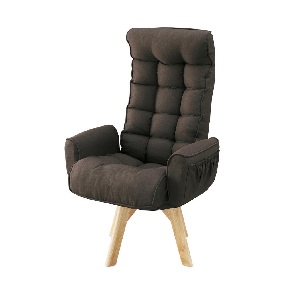 アイリスオーヤマ 回転ファブリックチェア ハイバック ブラウン