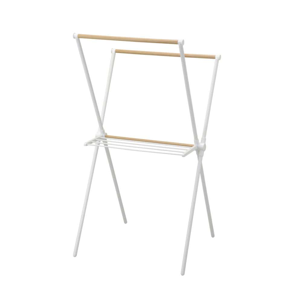 アテーナライフ タオル掛け付き X型室内物干し 白木目 の通販