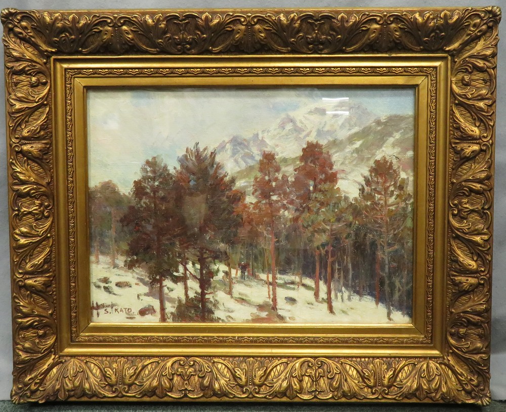 加藤静児滞欧作風景1921作時代額58,5×65.5絵￼38×45cm