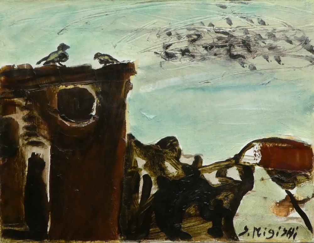 三岸節子 『飛ぶ鳥』 [古美術こもれび] 骨董,掛軸,絵画の買取と販売,名古屋