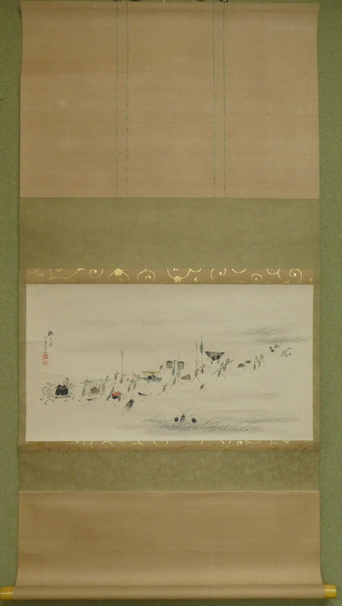 毛利梅友 『叢蟲夜行の図』 [古美術こもれび] 骨董,掛軸,絵画の買取と