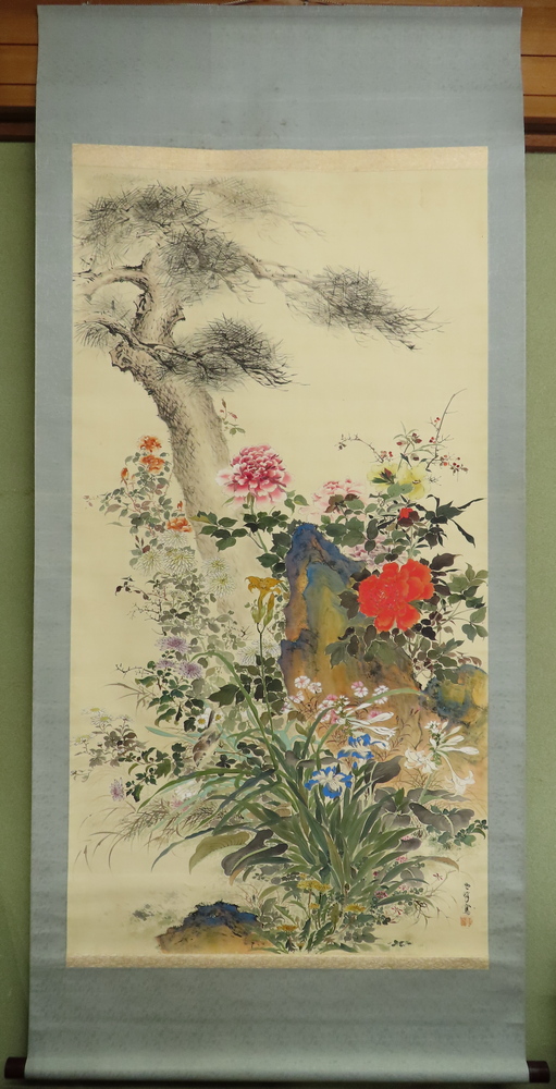石黒雲峰 『四季花鳥図』 [古美術こもれび] 骨董,掛軸,絵画の買取と