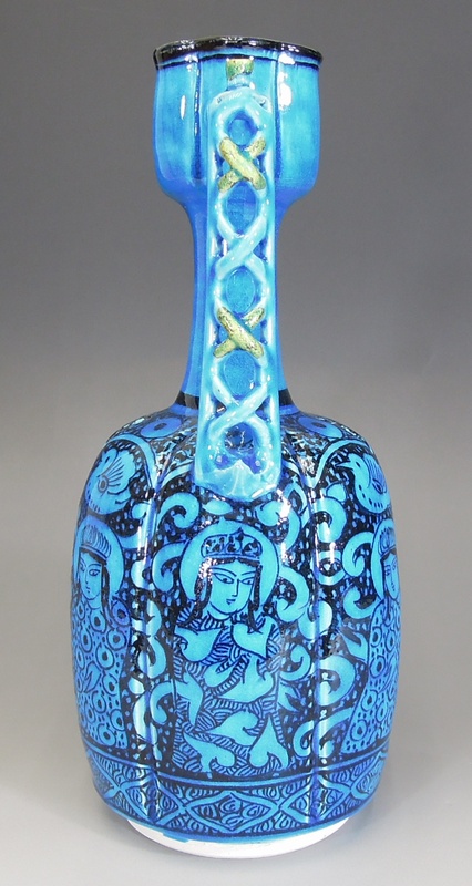 加藤卓男 『青釉胡姫水禽文花入』 [古美術こもれび] 骨董,掛軸,絵画の