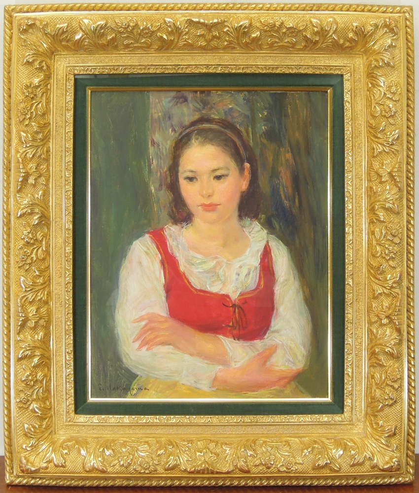 中山忠彦 『ベストの少女』 [古美術こもれび] 骨董,掛軸,絵画の買取と