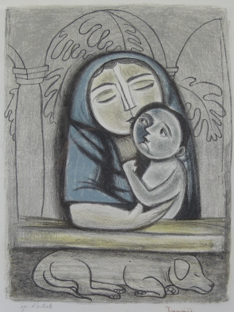 北川民次 『母子像』 [古美術こもれび] 骨董,掛軸,絵画の買取と販売,名古屋