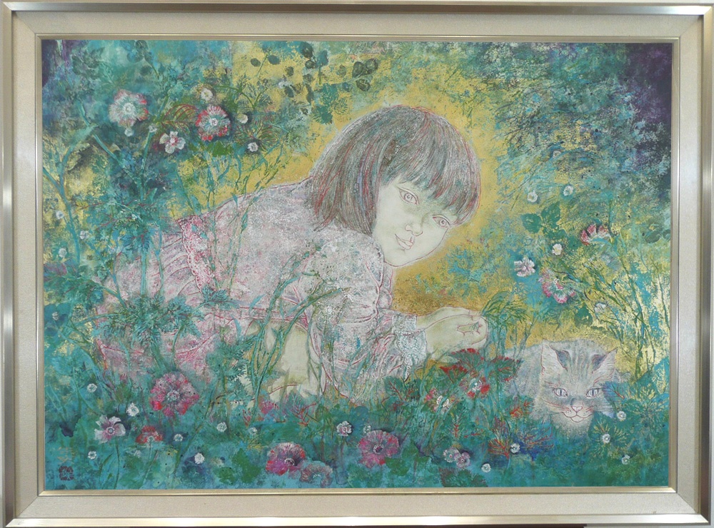 横山朱実 『野の少女』 日本画の販売 [古美術こもれび]