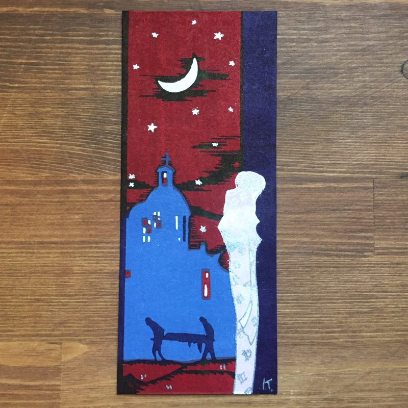 小林かいち 京都さくら井屋木版絵封筒 ｜ 月夜に泣く女性 ｜ 木版画