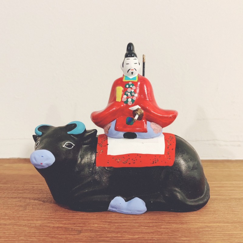 牛のおもちゃ 津山土人形『牛乗天神』 ｜ 妹尾衆楽作・岡山県津山市