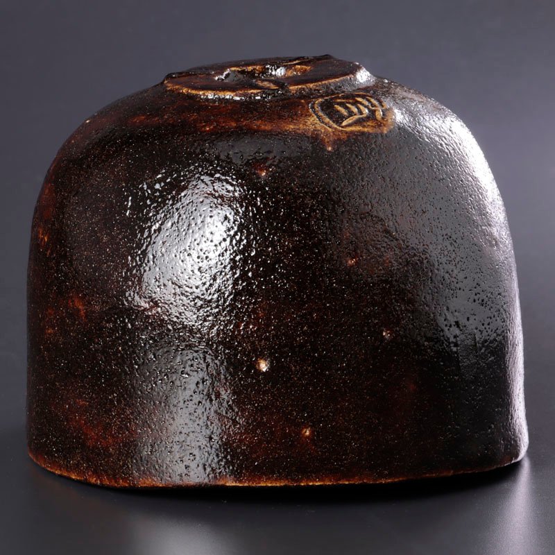 全ての商品 :: 茶碗 :: 直木友次良 黒楽茶碗 立鶴 茶道具 保証品