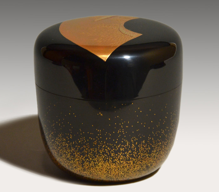 扇面蒔絵大棗 内梨地 清瀬一光（作） 共箱 加賀蒔絵師 茶道具 薄茶