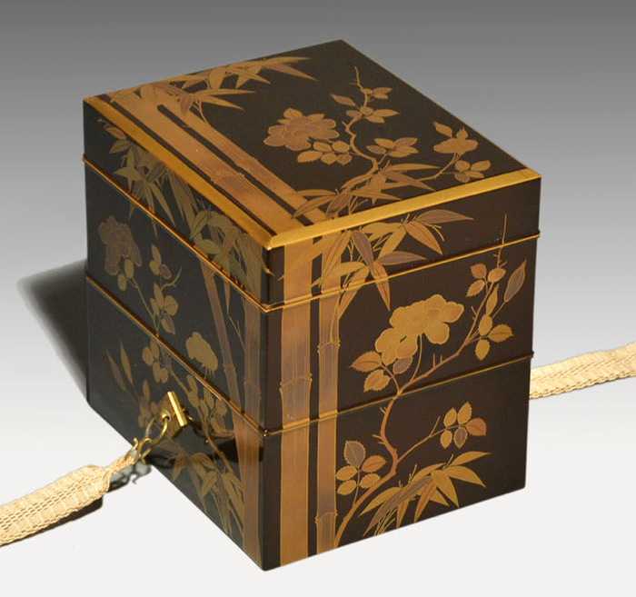 竹に花蒔絵 香箱(二段小箱) 江戸末から明治 | 古美術ささき