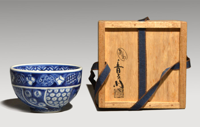 真葛窯 宮川香斎(造) 祥瑞腰捻(こしねじ)写茶碗 共箱 | 古美術ささき