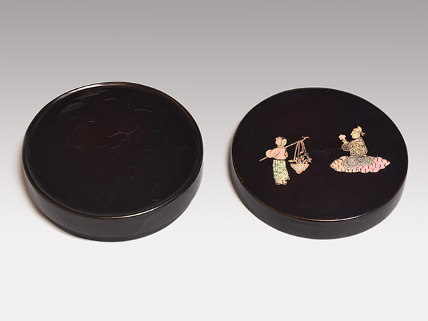 唐物青貝 一文字香合 人物図 明時代 久須見疎安箱書 | 古美術ささき