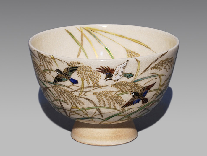 稲雀絵茶碗 眠平(造)淡路焼 鵬雲斎(玄室大宗匠)書付箱 | 古美術ささき